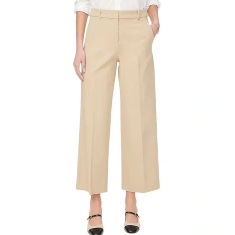 J. Crew Wide-Leg Cropped Dress Pants in Beige